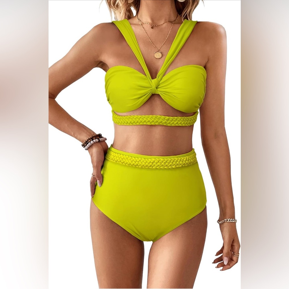Vibrant Lemon Green Women's Swimwear Set. Sz M * Brand New with Tags *